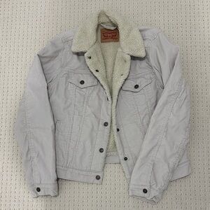Levi's Cream Corduroy Trucker Sherpa Lined Jacket